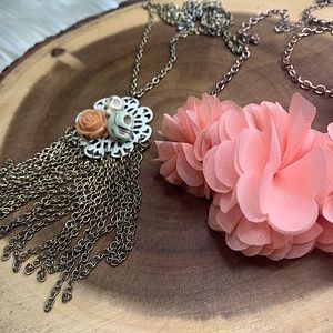 Set of Skeleton and Rose Necklaces